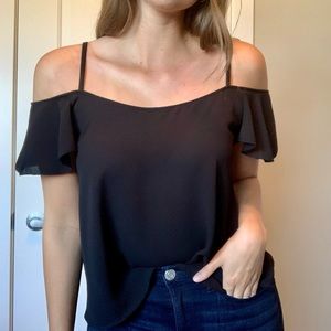 American Eagle Flowy Cold Shoulder Top